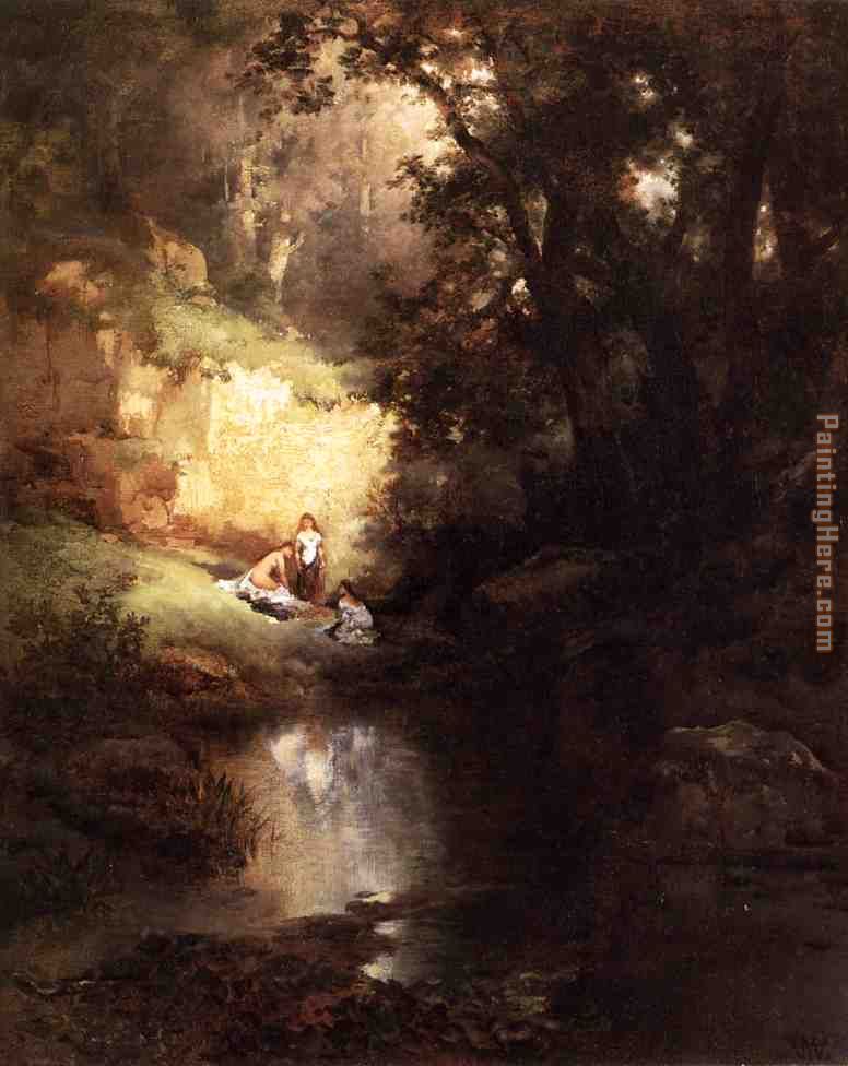 The Bathers painting - Thomas Moran The Bathers art painting